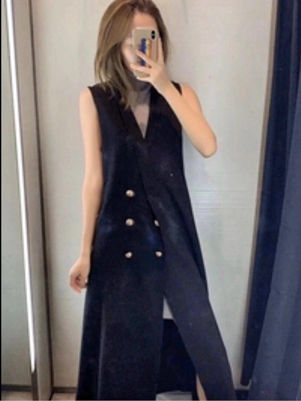 Zara Woman Knit Dress With Buttons Black Sz M NWT